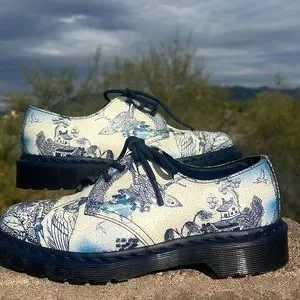 Martens Shoes Dr Martens Blue Willow Cristal Suede Crackle